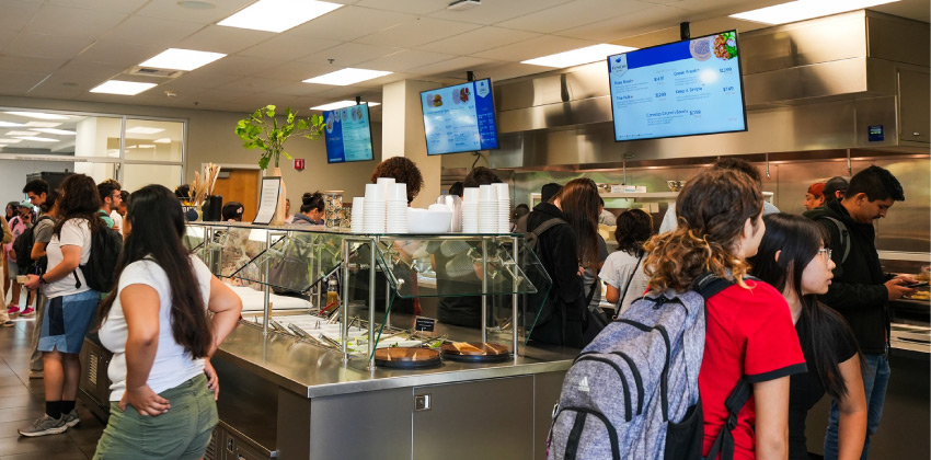Students standing in line at the WVC Oak Bistro