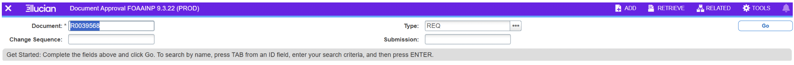 Requisition Document Numer