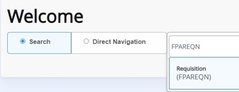 Welcome screen with search