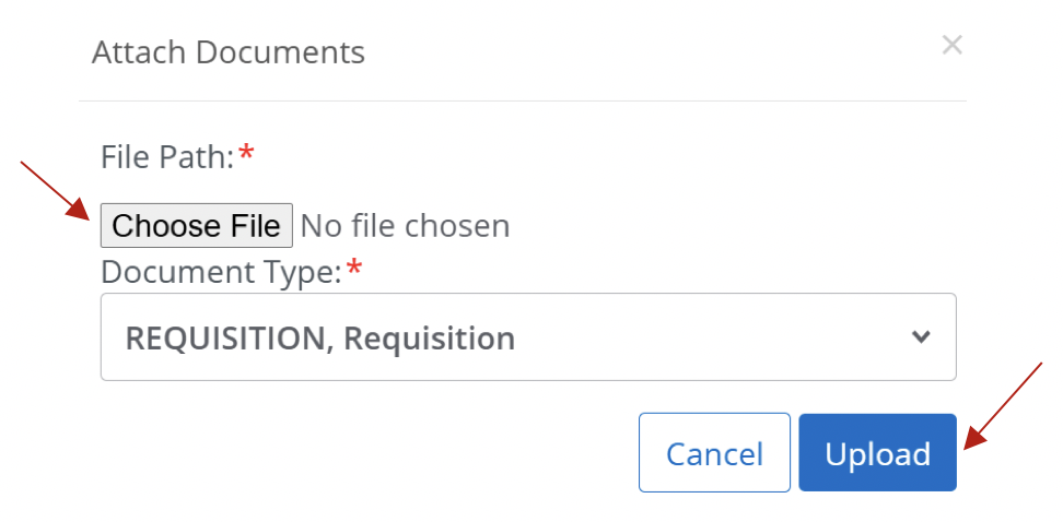 Attach documents upload screen