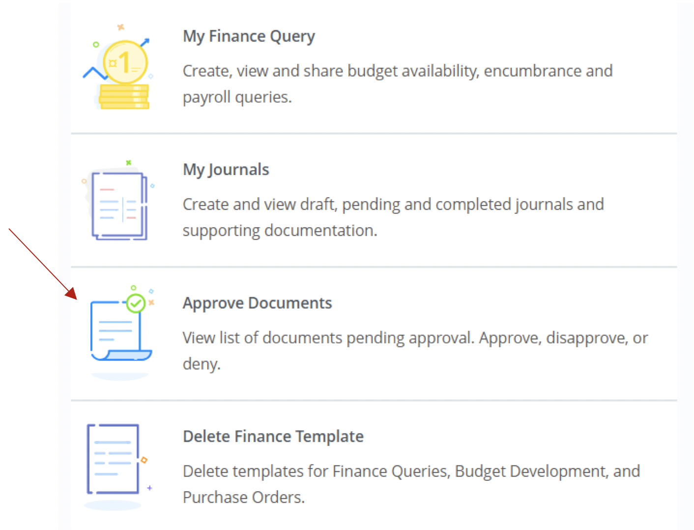 Approve Documents in Finance Dashboard