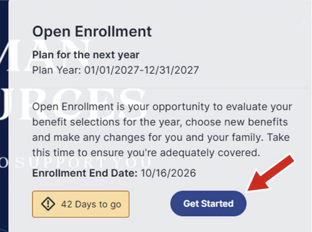 Open Enrollment Get Started screen