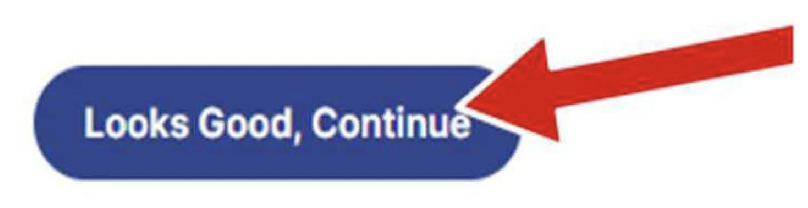 Looks Good, COntinue button Looks Good, Continue