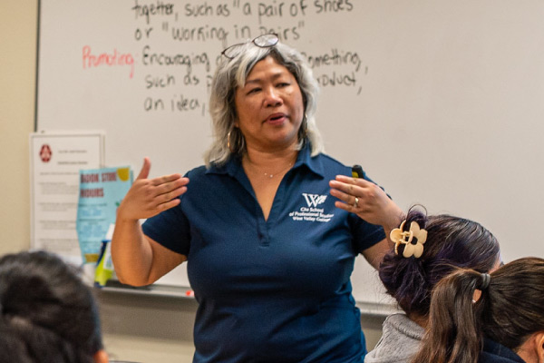 Instructor teaching in West Valley classroom