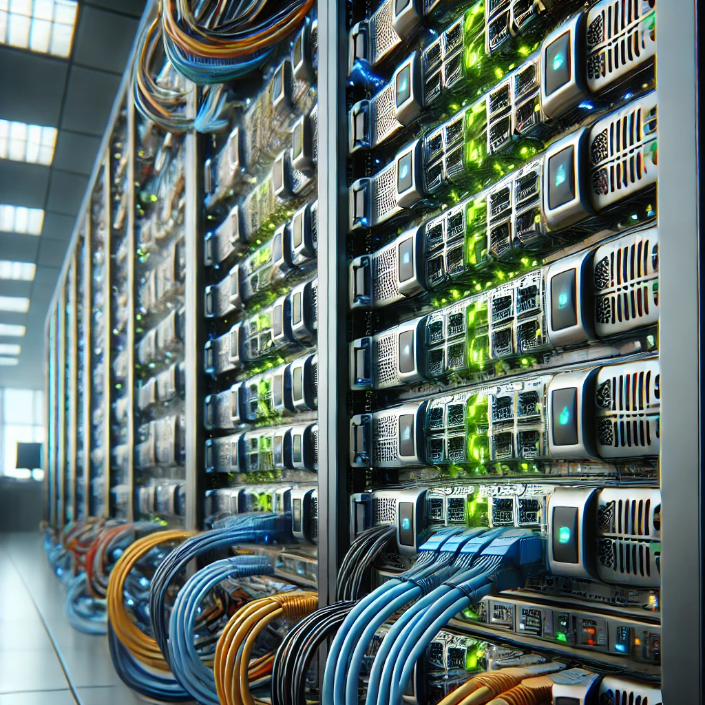 AI generated image of server racks and cables