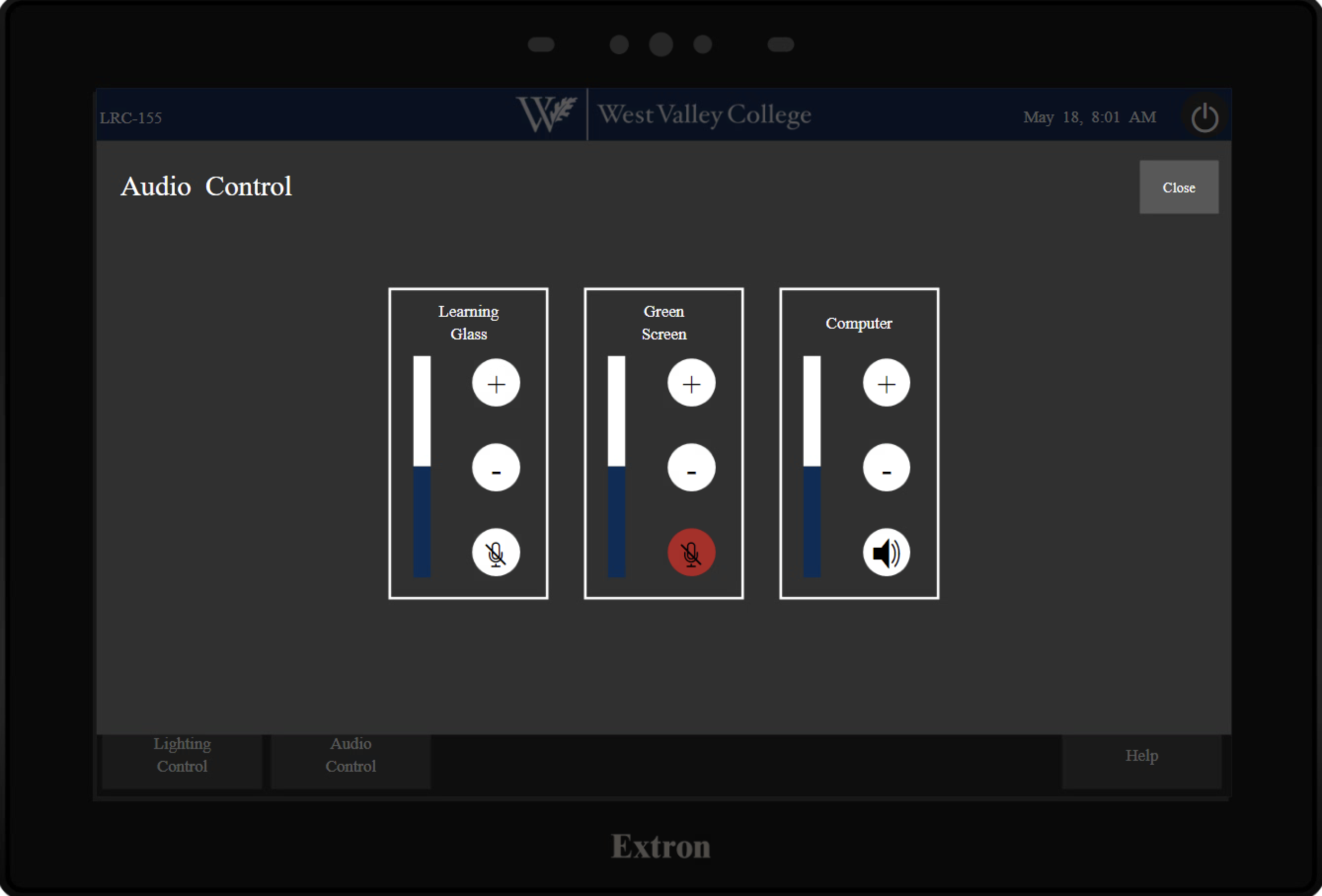 Audio Control popup